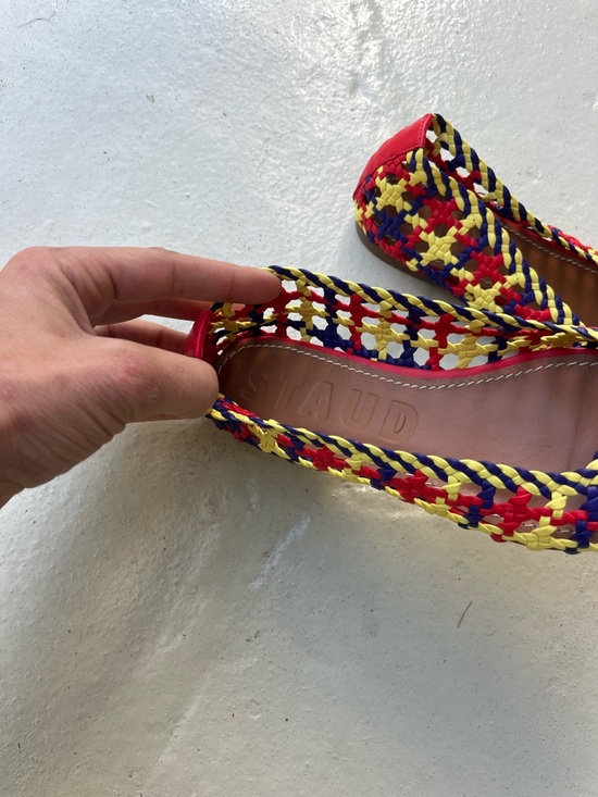 STAUD Multicolor Braided Slip-On Flats in Yellow, Blue & Red size 36 main image 3